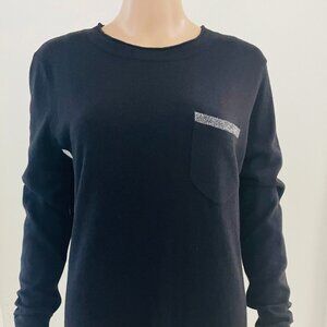 Smartwool Sweater Women's Size Medium Black White Merino Wool Blend Side Stripes